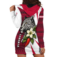 Liberia Hoodie Dress with Leopard Head, White Lily, and Red Chili Tribal Design - Wonder Print Shop