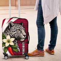 Liberia Luggage Cover with Leopard Head, White Lily, and Red Chili Tribal Design - Wonder Print Shop