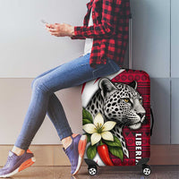 Liberia Luggage Cover with Leopard Head, White Lily, and Red Chili Tribal Design - Wonder Print Shop