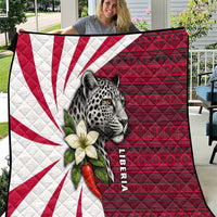 Liberia Quilt with Leopard Head, White Lily, and Red Chili Tribal Design - Wonder Print Shop