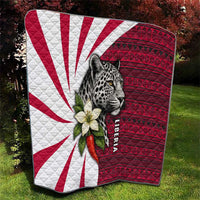 Liberia Quilt with Leopard Head, White Lily, and Red Chili Tribal Design - Wonder Print Shop