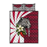 Liberia Quilt Bed Set with Leopard Head, White Lily, and Red Chili Tribal Design - Wonder Print Shop