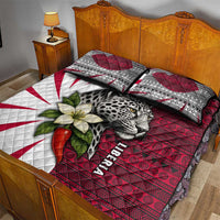 Liberia Quilt Bed Set with Leopard Head, White Lily, and Red Chili Tribal Design - Wonder Print Shop