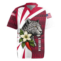 Liberia Rugby Jersey with Leopard Head, White Lily, and Red Chili Tribal Design - Wonder Print Shop