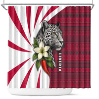 Liberia Shower Curtain with Leopard Head, White Lily, and Red Chili Tribal Design - Wonder Print Shop