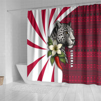 Liberia Shower Curtain with Leopard Head, White Lily, and Red Chili Tribal Design - Wonder Print Shop