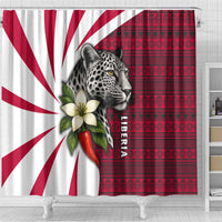 Liberia Shower Curtain with Leopard Head, White Lily, and Red Chili Tribal Design - Wonder Print Shop