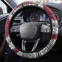 Liberia Steering Wheel Cover with Leopard Head, White Lily, and Red Chili Tribal Design - Wonder Print Shop