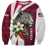 Liberia Sweatshirt with Leopard Head, White Lily, and Red Chili Tribal Design - Wonder Print Shop