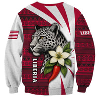 Liberia Sweatshirt with Leopard Head, White Lily, and Red Chili Tribal Design - Wonder Print Shop