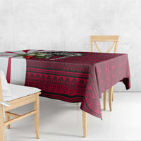 Liberia Tablecloth with Leopard Head, White Lily, and Red Chili Tribal Design - Wonder Print Shop