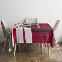 Liberia Tablecloth with Leopard Head, White Lily, and Red Chili Tribal Design - Wonder Print Shop