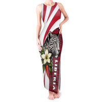 Liberia Tank Maxi Dress with Leopard Head, White Lily, and Red Chili Tribal Design - Wonder Print Shop