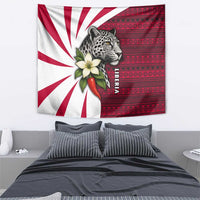 Liberia Tapestry with Leopard Head, White Lily, and Red Chili Tribal Design - Wonder Print Shop