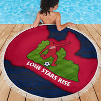 Liberia Lone Stars Rise Football Beach Blanket with Map Graphic and National Flag Design