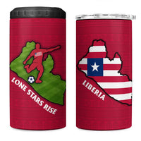 Liberia Lone Stars Rise Football 4 in 1 Can Cooler Tumbler with Map Graphic and National Flag Design
