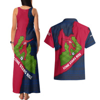Liberia Lone Stars Rise Football Couples Matching Tank Maxi Dress and Hawaiian Shirt with Map Graphic and National Flag Design