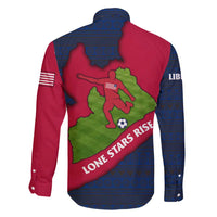 Liberia Lone Stars Rise Football Family Matching Off Shoulder Maxi Dress and Hawaiian Shirt with Map Graphic and National Flag Design