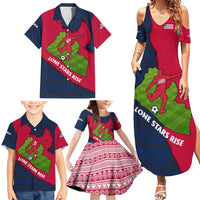 Liberia Lone Stars Rise Football Family Matching Summer Maxi Dress and Hawaiian Shirt with Map Graphic and National Flag Design