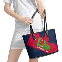 Liberia Lone Stars Rise Football Leather Tote Bag with Map Graphic and National Flag Design