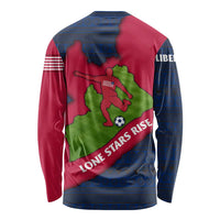 Liberia Lone Stars Rise Football Long Sleeve Shirt with Map Graphic and National Flag Design