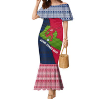 Liberia Lone Stars Rise Football Mermaid Dress with Map Graphic and National Flag Design