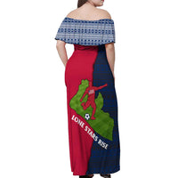 Liberia Lone Stars Rise Football Off Shoulder Maxi Dress with Map Graphic and National Flag Design