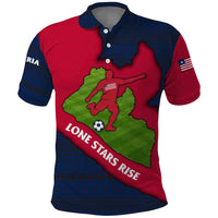 Liberia Lone Stars Rise Football Polo Shirt with Map Graphic and National Flag Design