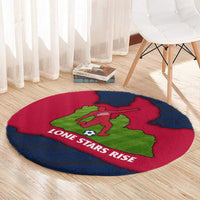 Liberia Lone Stars Rise Football Round Carpet with Map Graphic and National Flag Design