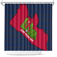 Liberia Lone Stars Rise Football Shower Curtain with Map Graphic and National Flag Design