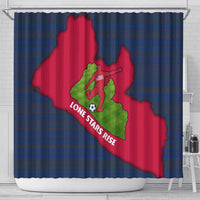 Liberia Lone Stars Rise Football Shower Curtain with Map Graphic and National Flag Design