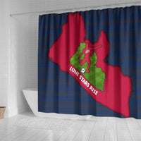 Liberia Lone Stars Rise Football Shower Curtain with Map Graphic and National Flag Design