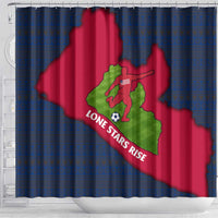 Liberia Lone Stars Rise Football Shower Curtain with Map Graphic and National Flag Design