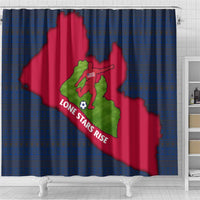 Liberia Lone Stars Rise Football Shower Curtain with Map Graphic and National Flag Design