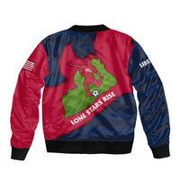 Liberia Lone Stars Rise Football Sleeve Zip Bomber Jacket with Map Graphic and National Flag Design