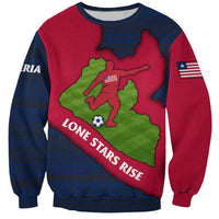 Liberia Lone Stars Rise Football Sweatshirt with Map Graphic and National Flag Design