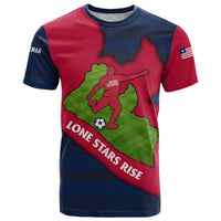 Liberia Lone Stars Rise Football T Shirt with Map Graphic and National Flag Design