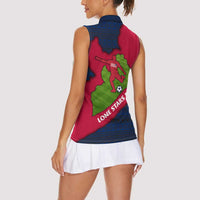 Liberia Lone Stars Rise Football Women Sleeveless Polo Shirt with Map Graphic and National Flag Design