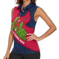 Liberia Lone Stars Rise Football Women Sleeveless Polo Shirt with Map Graphic and National Flag Design