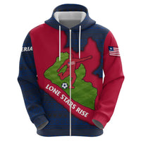 Liberia Lone Stars Rise Football Zip Hoodie with Map Graphic and National Flag Design
