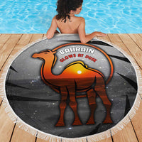 Bahrain Desert Camel Beach Blanket with Sunset Glow and Starry Sky