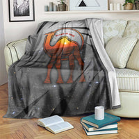 Bahrain Desert Camel Blanket with Sunset Glow and Starry Sky