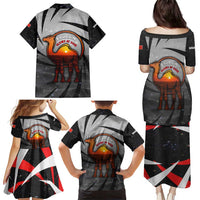 Bahrain Desert Camel Family Matching Puletasi and Hawaiian Shirt with Sunset Glow and Starry Sky