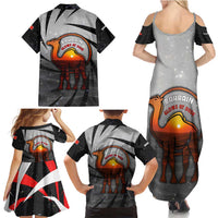 Bahrain Desert Camel Family Matching Summer Maxi Dress and Hawaiian Shirt with Sunset Glow and Starry Sky