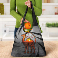 Bahrain Desert Camel Grocery Bag with Sunset Glow and Starry Sky