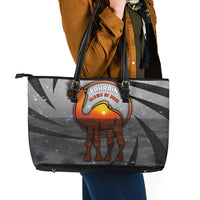 Bahrain Desert Camel Leather Tote Bag with Sunset Glow and Starry Sky
