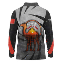 Bahrain Desert Camel Long Sleeve Polo Shirt with Sunset Glow and Starry Sky