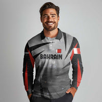 Bahrain Desert Camel Long Sleeve Polo Shirt with Sunset Glow and Starry Sky