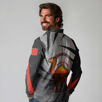 Bahrain Desert Camel Long Sleeve Polo Shirt with Sunset Glow and Starry Sky