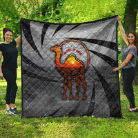 Bahrain Desert Camel Quilt with Sunset Glow and Starry Sky